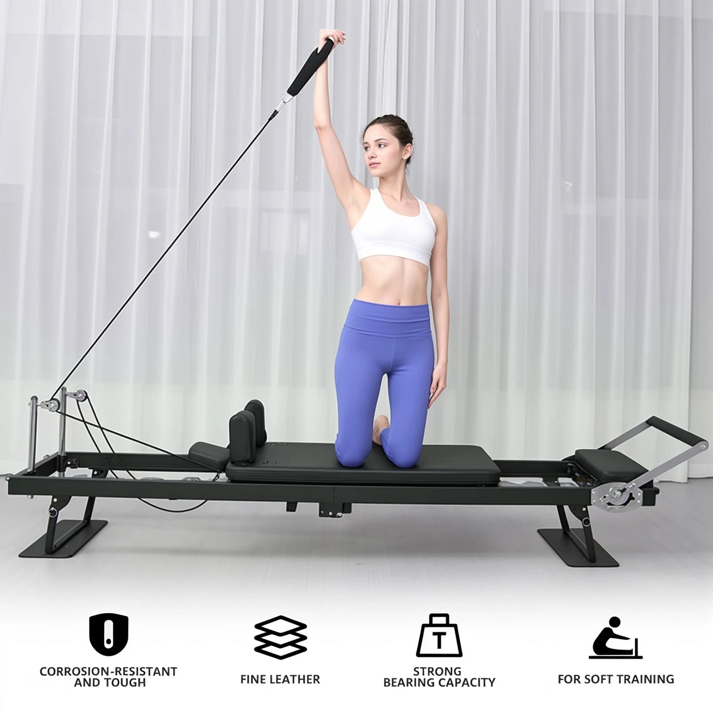 1Pc Yoga Studio Pilates Core Bed, Foldable Durable Pilates Reformer Machine, Spring Style Home Workout Pilates Machine Equipment