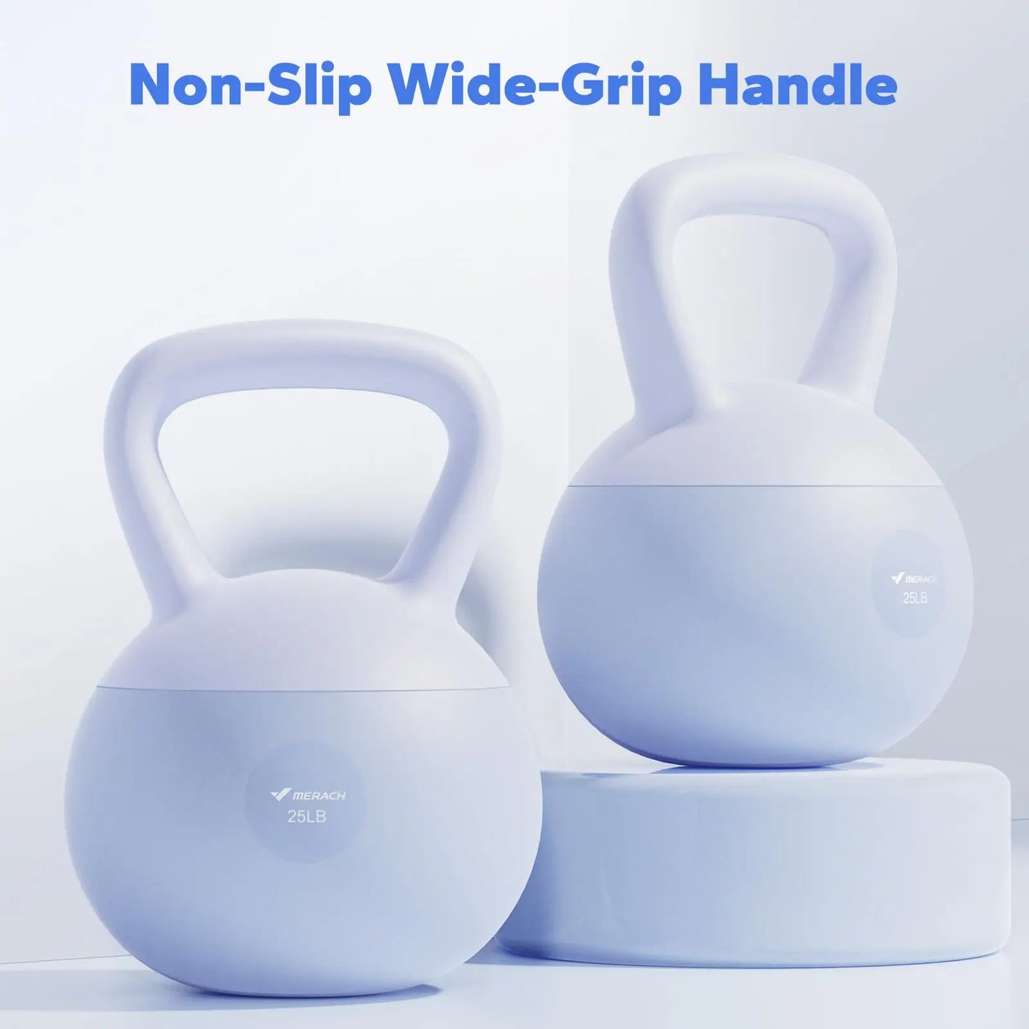 Merach Soft Kettlebell with Non-Slip Wide Grip Handle Cushioned Base Filled with Fine Mineral Sand Available in Pink 15lbs or Blue 25lbs