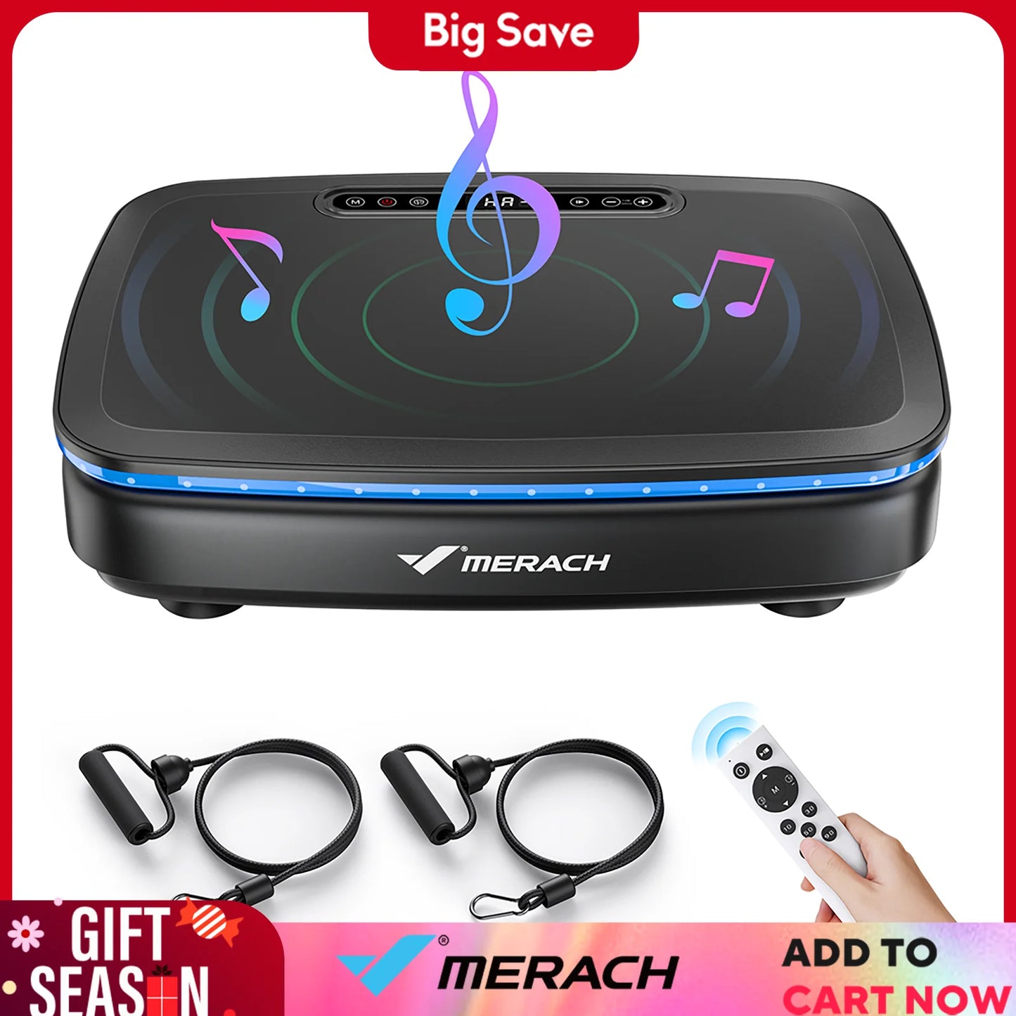 MERACH Vibration Plate Exercise Machine with Light Whole Body Workout Power Vibrate Platform for Lymphatic Drainage