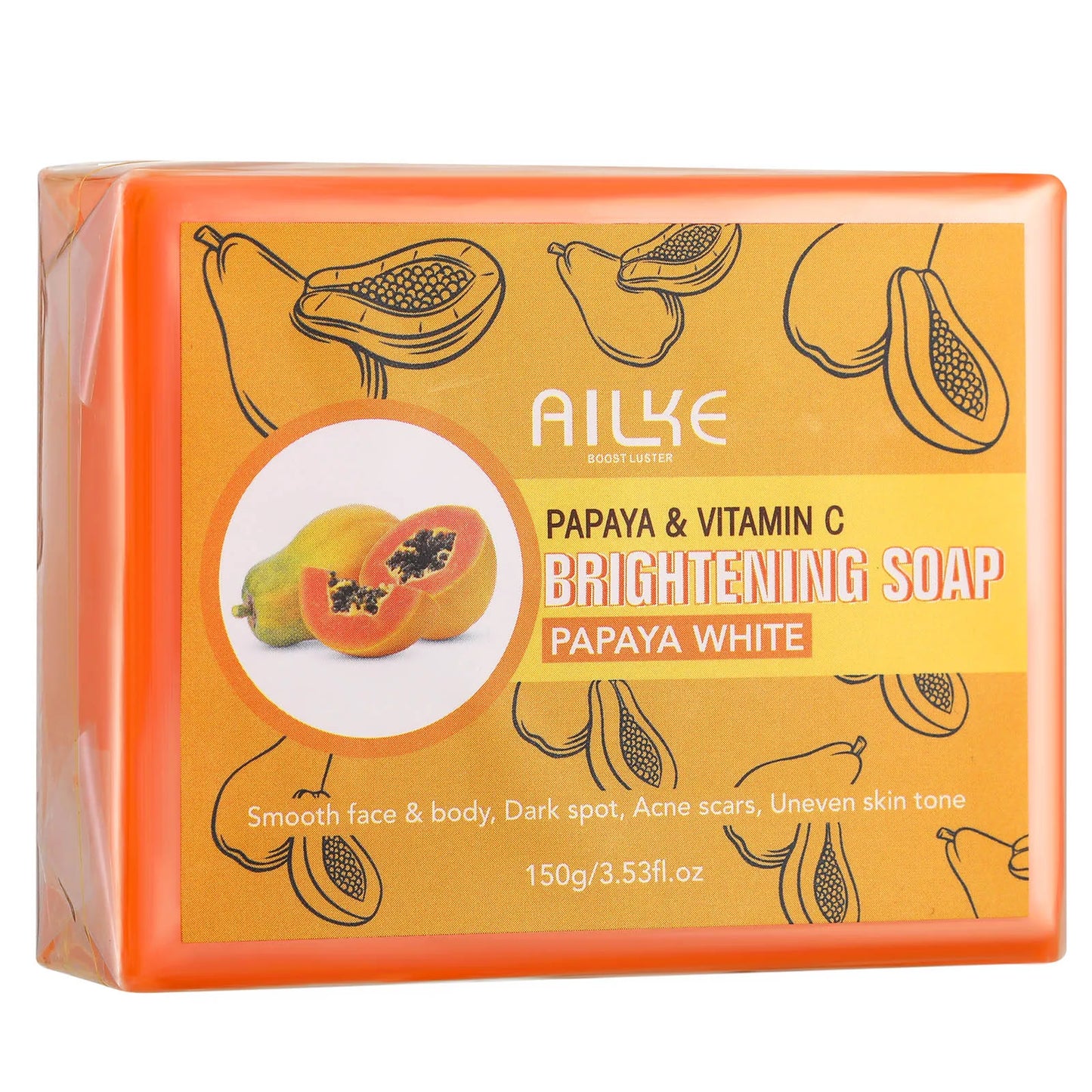 AILKE Skin Brightening Soap -Organic Papaya Soap For Radiant Skin, Clean Stains, Improves Dull Skin, For Face & Body & Hands
