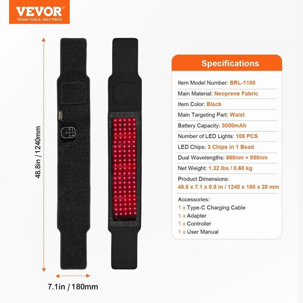 Red Light Therapy Belt for waist 660nm 850nm 105 LEDs