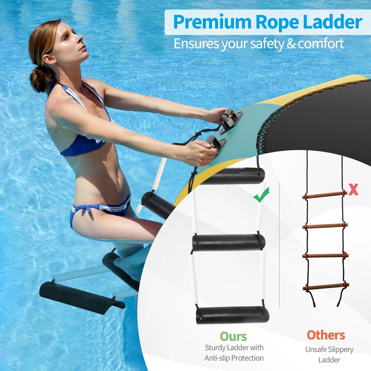 10FT Inflatable Water Bouncer Splash Padded Water Trampoline