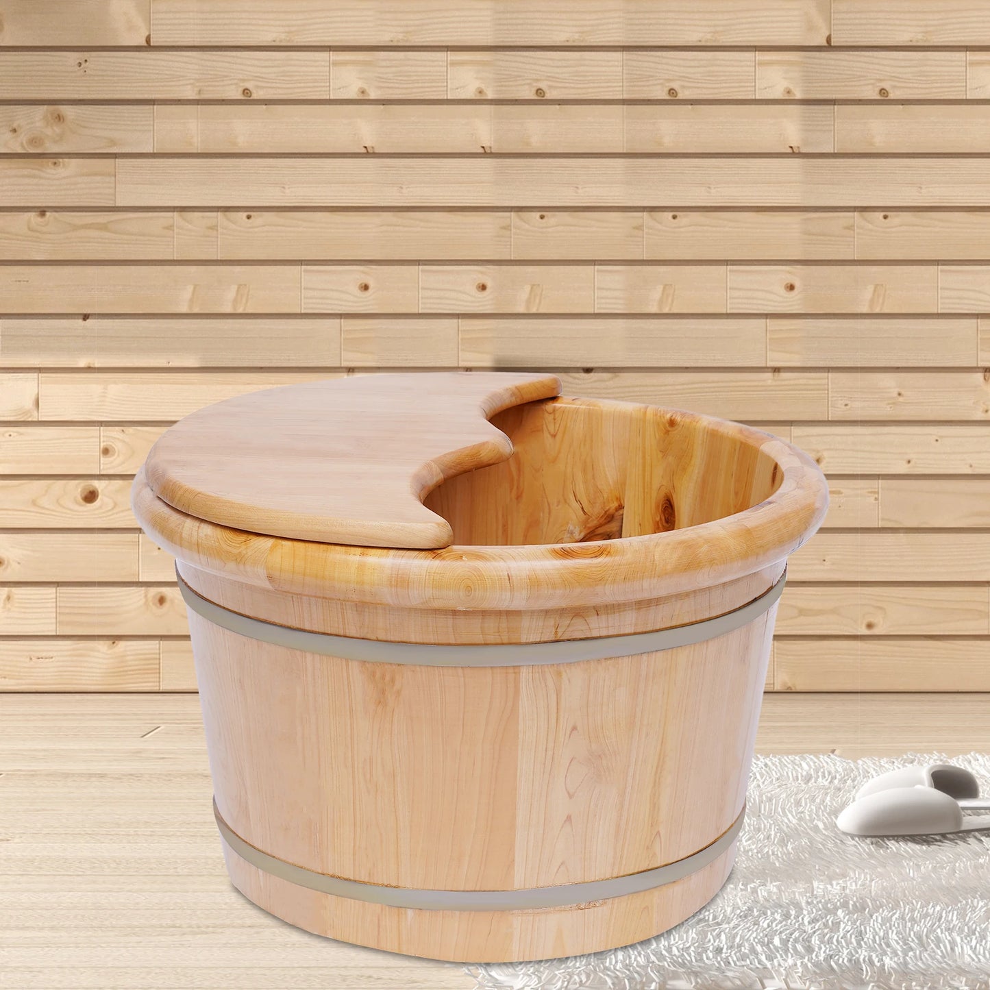 Wooden Health Foot Bath Basin Massage Barrel Feet Spa Soak Bucket Roller