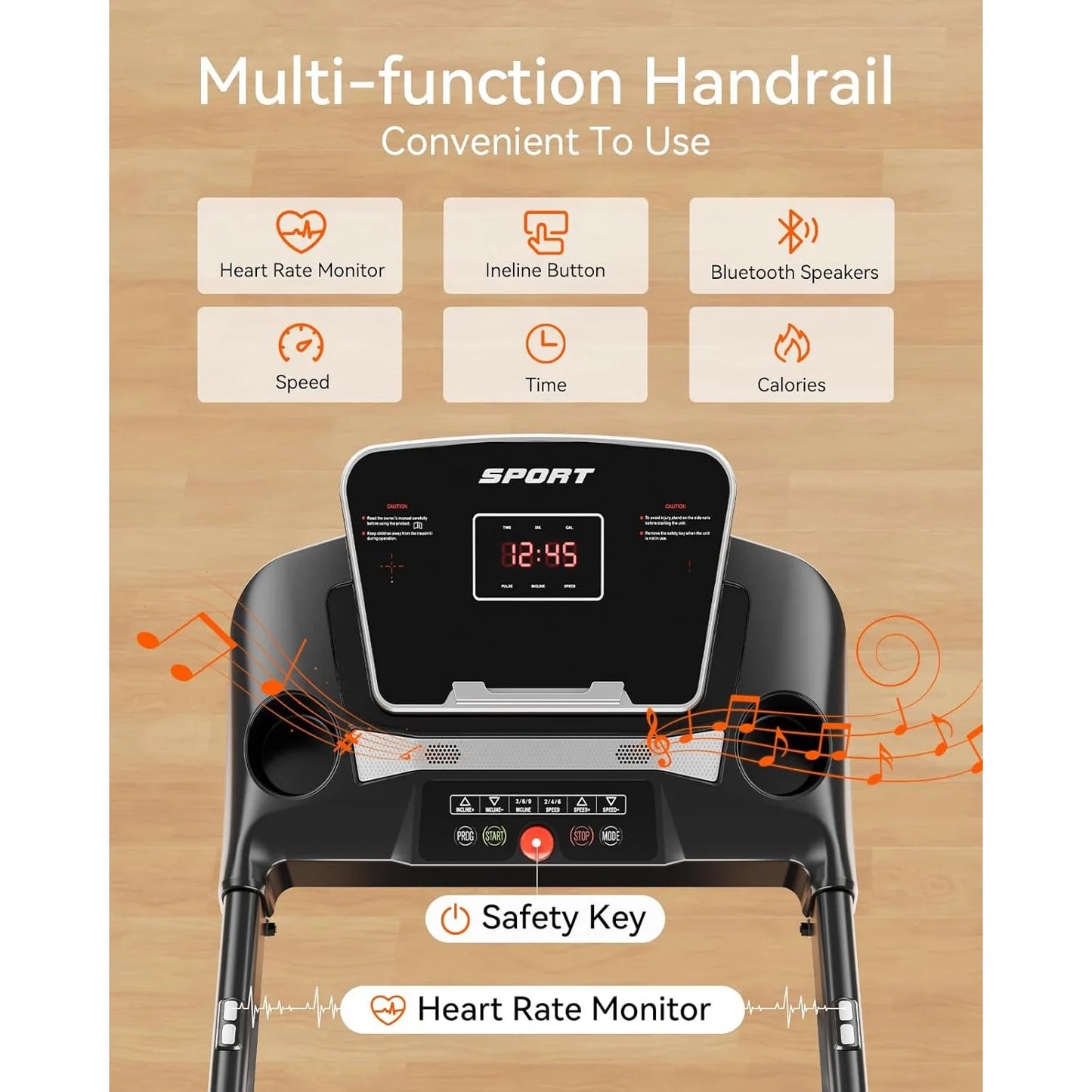 Treadmill for Home, 3.0 HP Treadmill with Incline, Heart Rate Sensors, Digital Display for Walking, Running, and Indoor Fitness