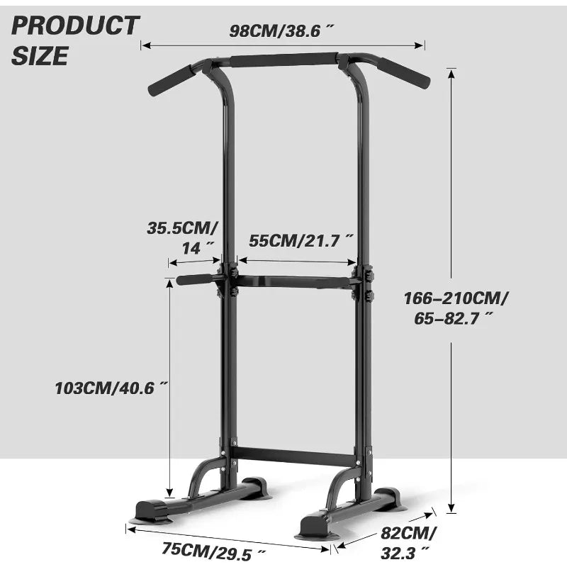 soges Power Tower Pull Up Bar Station, Free Standing Pull Up Rack Dip Station for Home Gym, Height Adjustable Home Strength