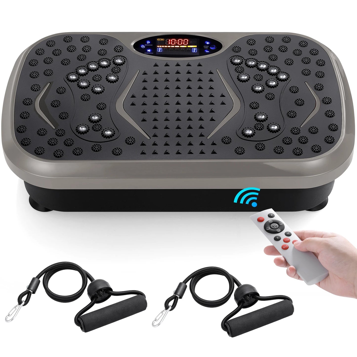 Vibration Plate Exercise Machine Whole Body Workout Fitness Platform with Loop Bands Home Training Equipment