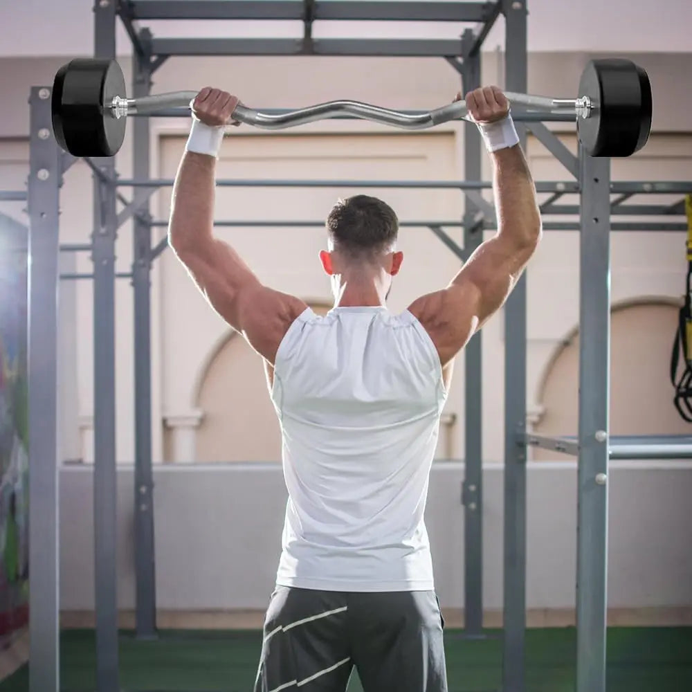 Pre Loaded Weights EZ Curl Solid Steel Barbells Weighted Bar for Weightlifting Exercise Bodybuilding Strength Training 150lb Set