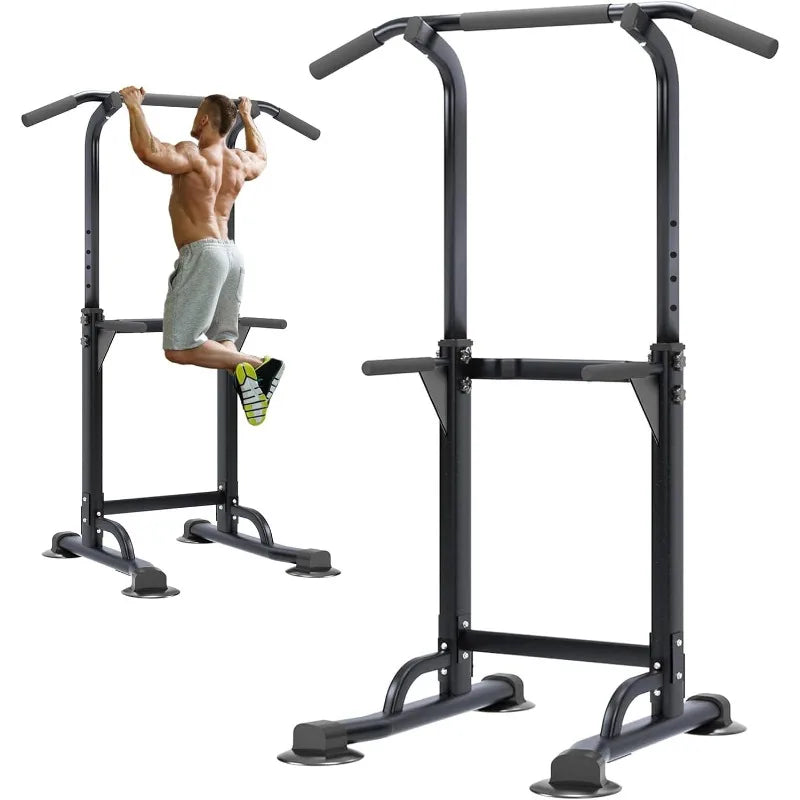 soges Power Tower Pull Up Bar Station, Free Standing Pull Up Rack Dip Station for Home Gym, Height Adjustable Home Strength