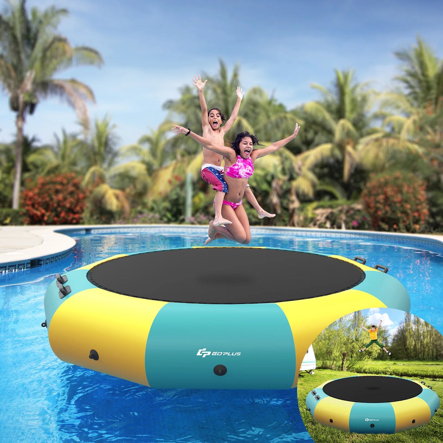 10FT Inflatable Water Bouncer Splash Padded Water Trampoline