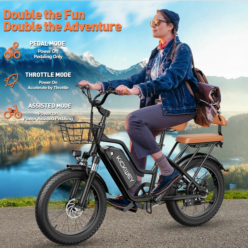 Electric Bike for Adults,20'' 1500W Peak Ebike, Up to 50 Miles 32MPH Electric Mountain Bike with 48V 20AH Removable Battery