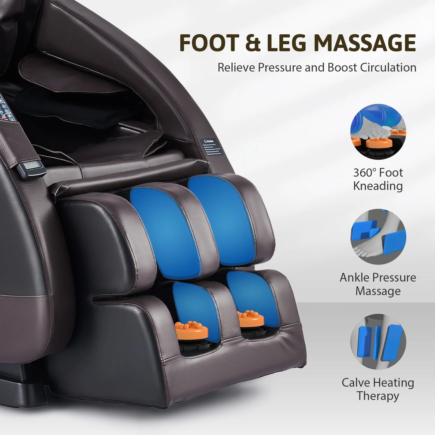 Massage Chair with SL Track 22 Nodes Foot Rollers and Heating Pads, Recliner Chair with Bluetooth Speakers, Neck Shoulder Back a