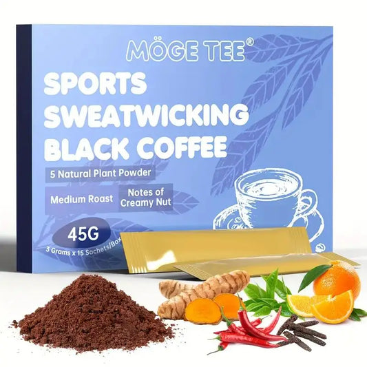 MOGE TEE Sports Black Coffee, Long Pepper & Turmeric, 15 Packets, Cold Brew