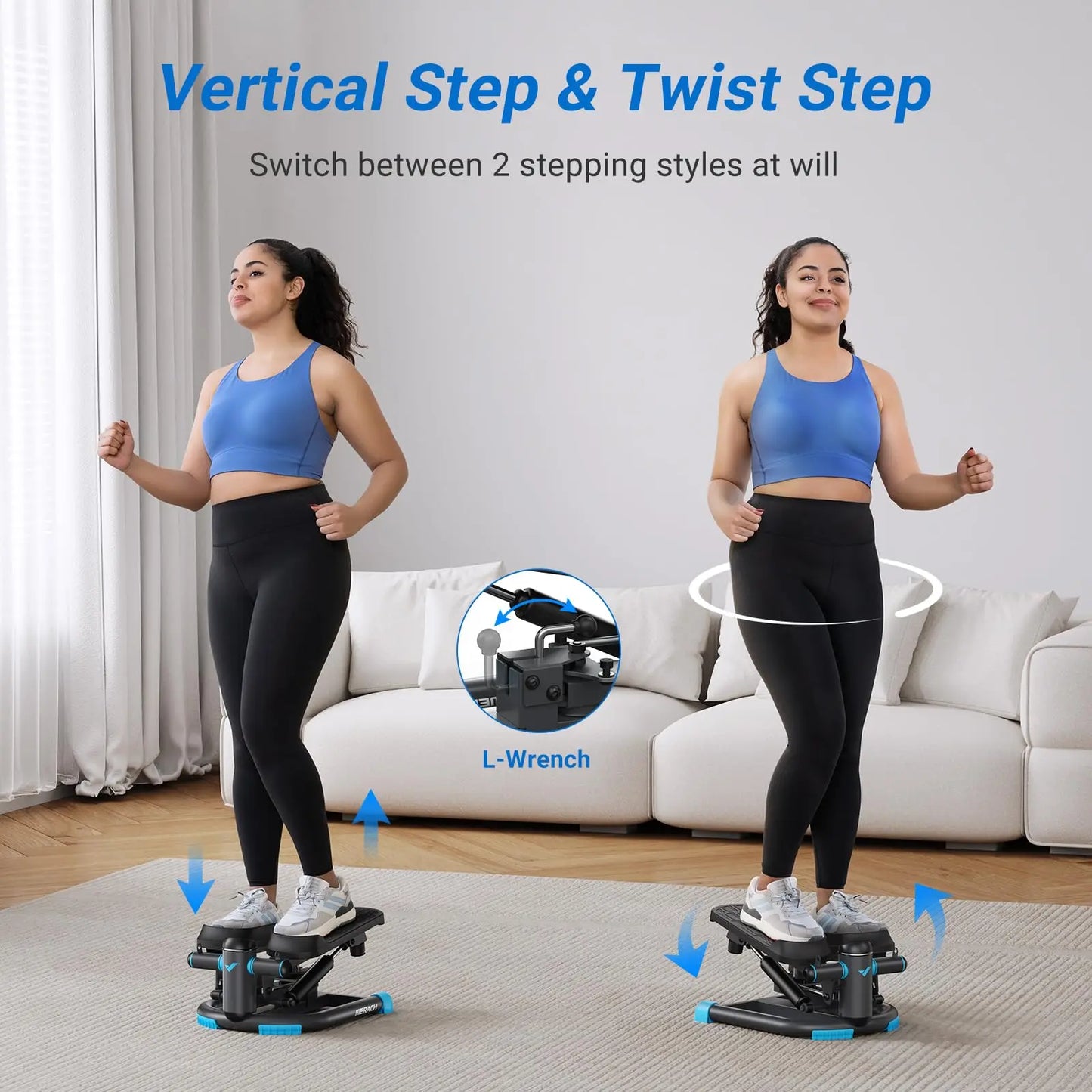 MERACH Stepper Upgrade Dual-Action Stepper 330LBS Capacity Exercise Equipment with Resistance Bands for Home or Gym Body Workout