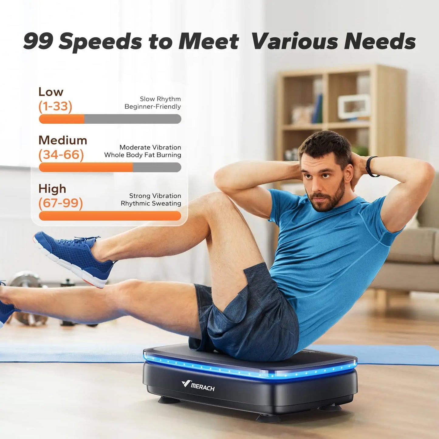MERACH Vibration Plate Exercise Machine with Light Whole Body Workout Power Vibrate Platform for Lymphatic Drainage