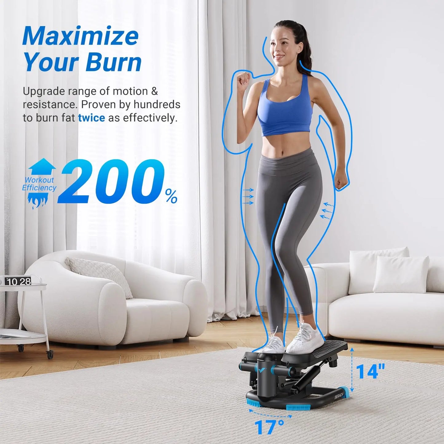 MERACH Stepper Upgrade Dual-Action Stepper 330LBS Capacity Exercise Equipment with Resistance Bands for Home or Gym Body Workout