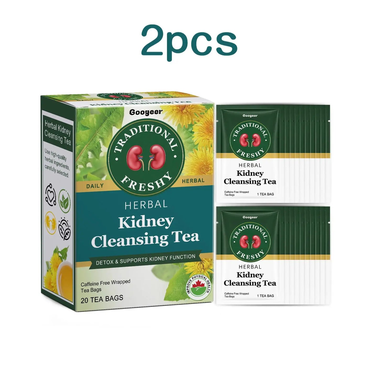 Googeer 20pcs Kidney Detox Tea Herbal Detoxify Cleaning Enhance Immune System Body Health Dietary Supplement Kidney Detoxify Tea