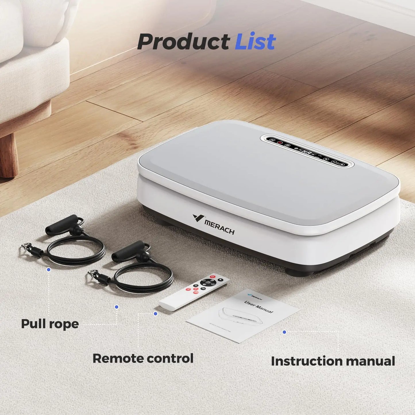 MERACH Vibration Plate Exercise Machine with Light Whole Body Workout Power Vibrate Platform for Lymphatic Drainage
