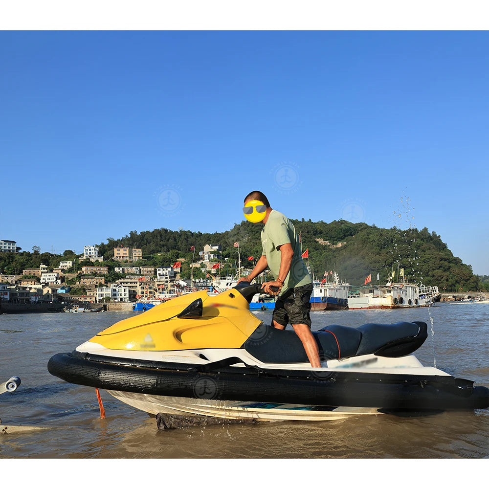 Inflatable Jet Ski Fender | Protective Bumper Kit for Jet Ski | 325 x 178 x 20 cm | Black Motorboat Rib Pontoon