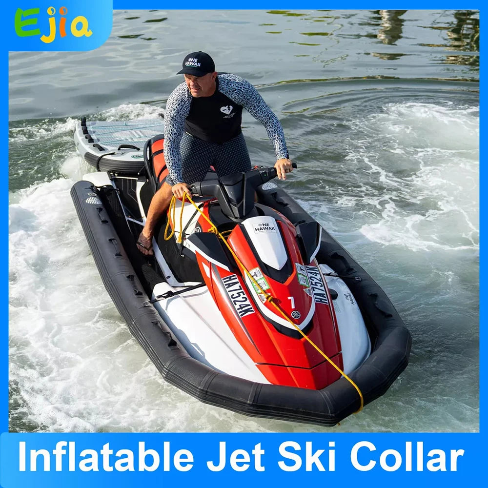 Inflatable Jet Ski Fender | Protective Bumper Kit for Jet Ski | 325 x 178 x 20 cm | Black Motorboat Rib Pontoon