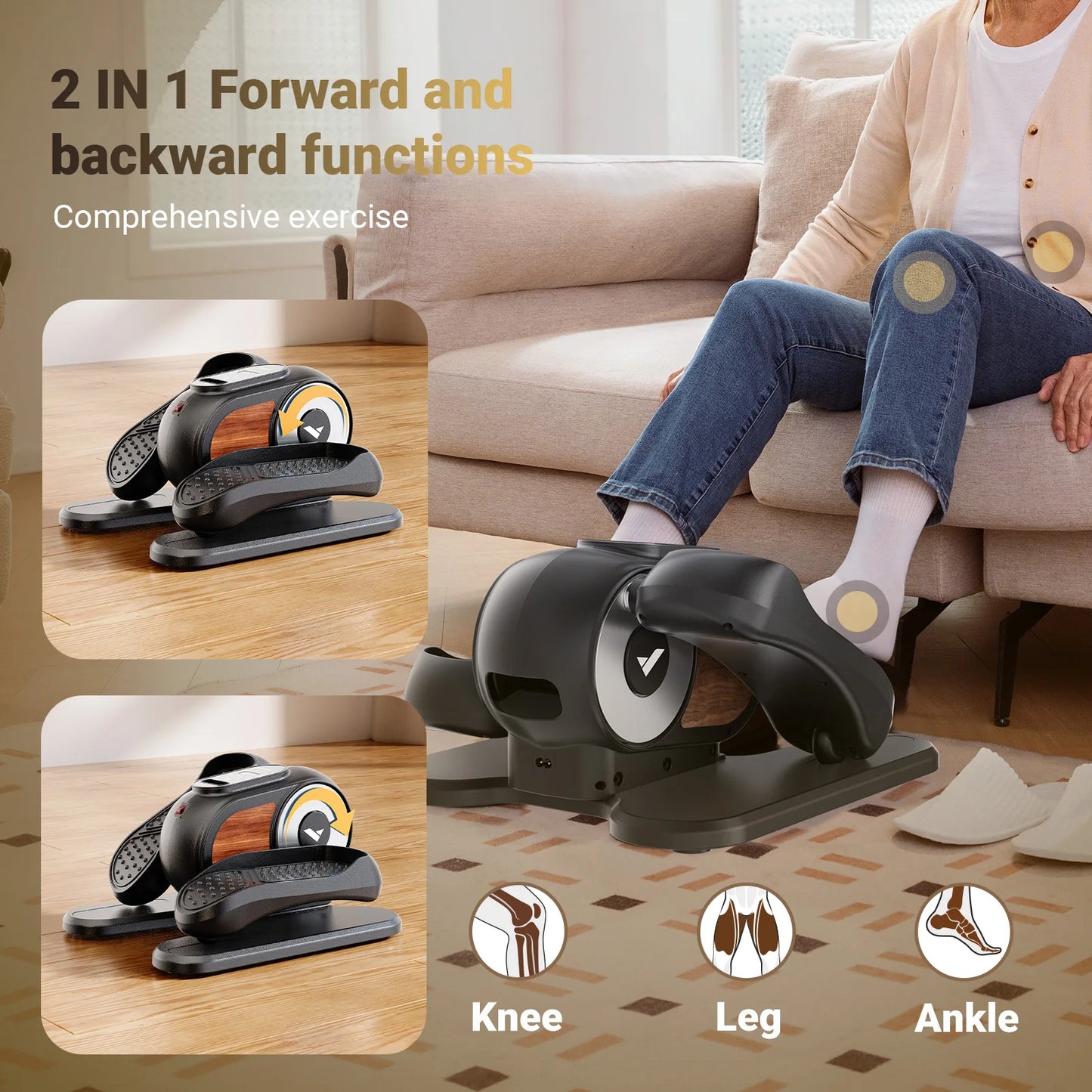 MERACH Under Desk Elliptical Leg Exerciser Electric for Seniors Remote Control&Adjustable Speeds Portable Seated Pedal Exerciser