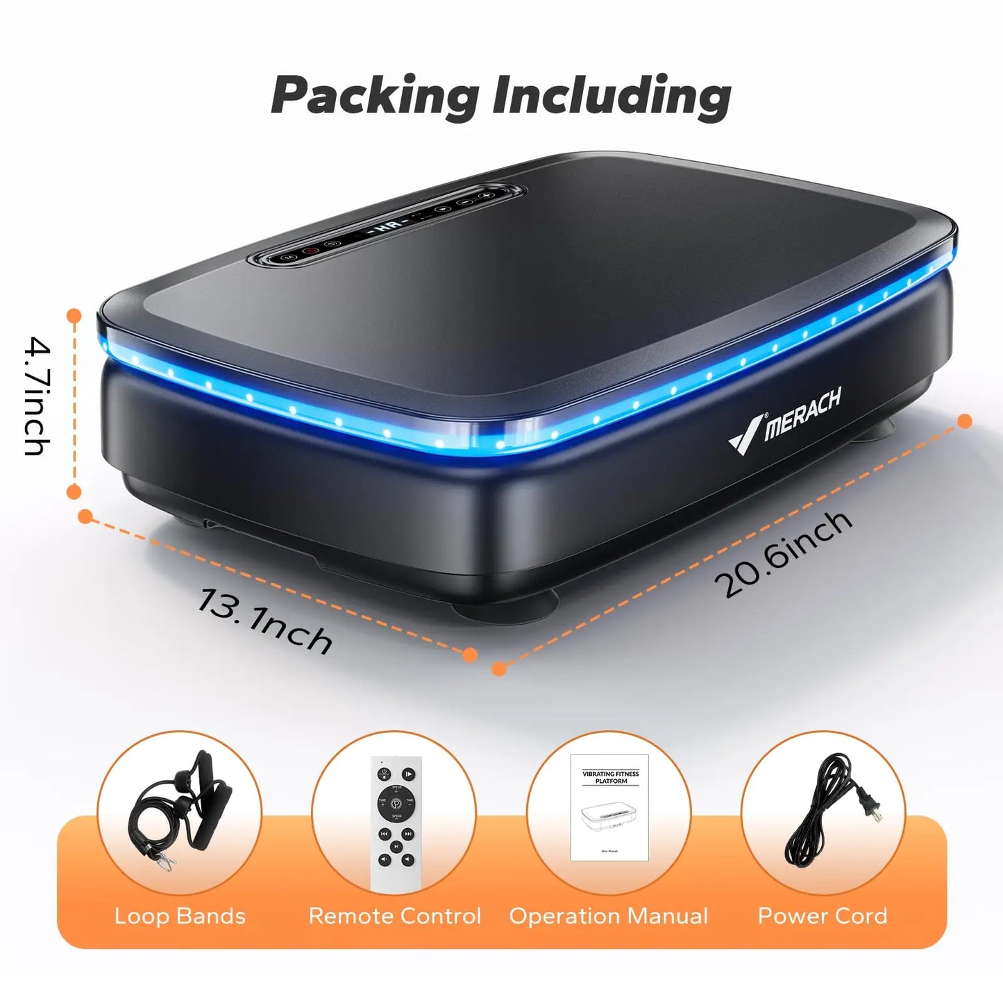 MERACH Vibration Plate Exercise Machine with Light Whole Body Workout Power Vibrate Platform for Lymphatic Drainage