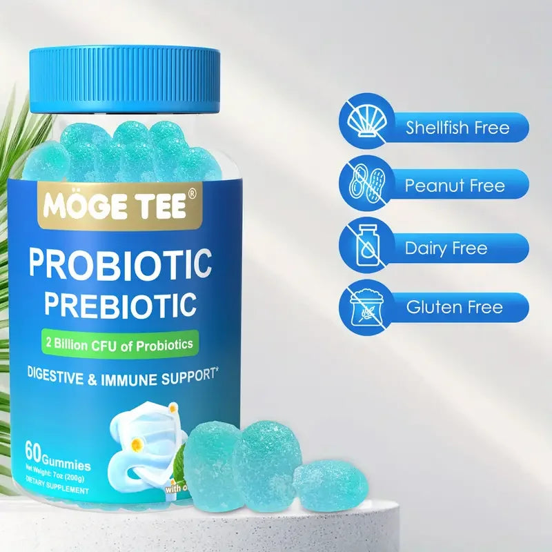 60 Count Probiotic Prebiotic Gummies - 2 Billion CFU Chewable Probiotics for Digestive & Immune Support 18 Mon