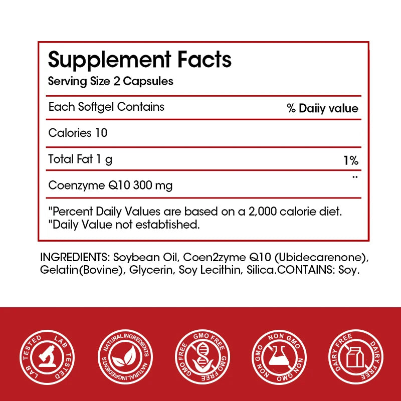 CoQ10 300mg Super 3x Absorption Heart Health Supplement