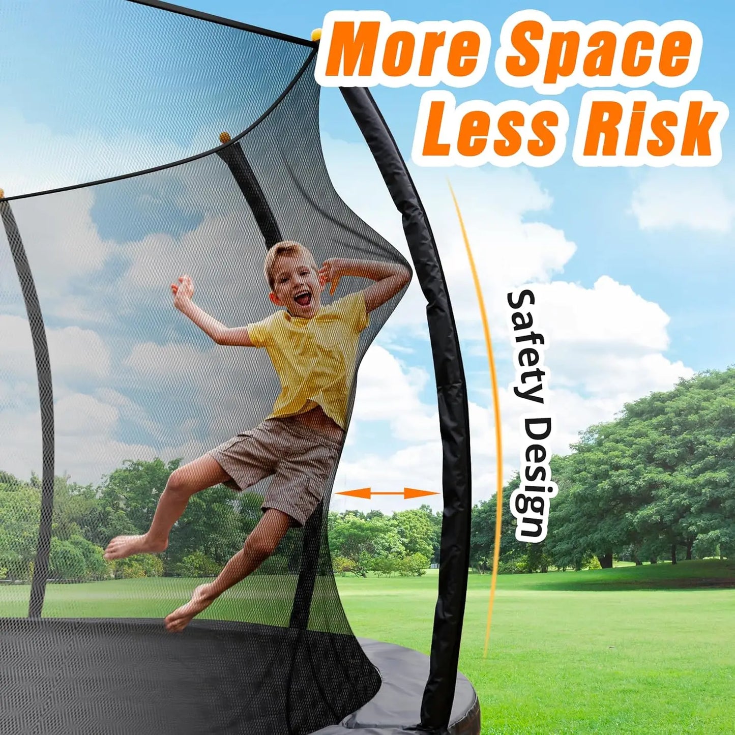 12FT Pumpkin Trampoline, Trampoline Outdoor with Basketball Hoop, Enclosure Net and Ladder, Recreational Trampoline