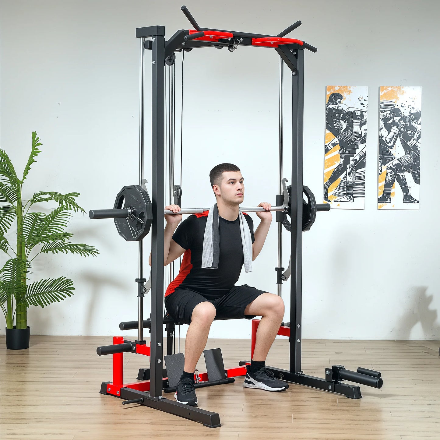 Soozier Smith Machine, Multi-Function Power Cage with Lat Pull down System