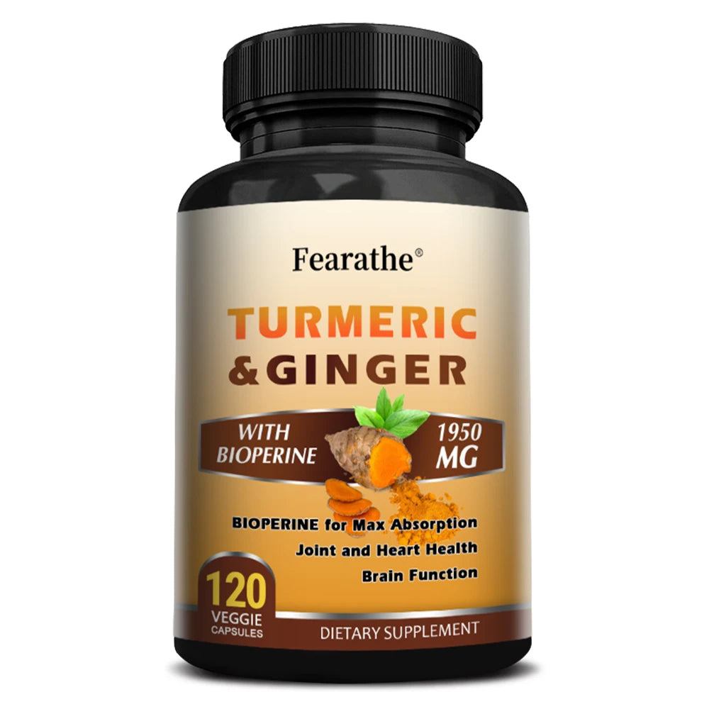 Turmeric Ginger Capsules with BioPerine 1950 Mg for Joint and Heart Support