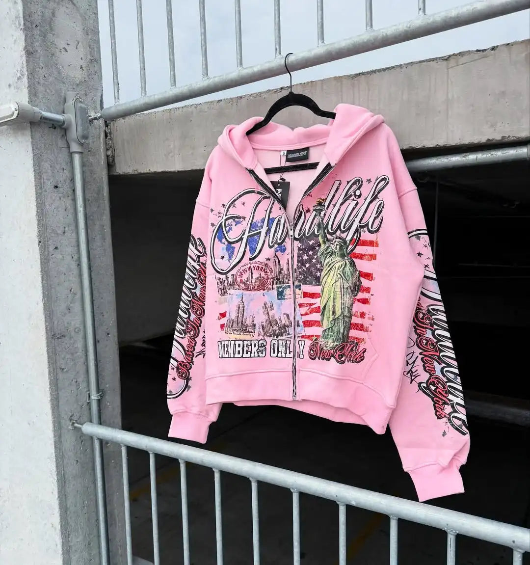 New Hip-hop Trendy Y2K Streetwear American Retro Letter Print Oversized Sweatshirt Men Harajuku Colorful Casual Hoodie Women