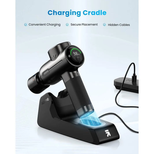 Massage gun with hot and cold, deep tissue percussion muscle massage gun portable Bluetooth and charging stand