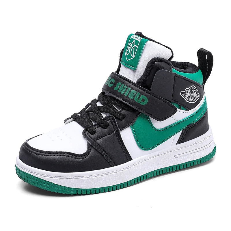 Children's Sports Shoes 2024 Autumn New Fashion and Fashionable Casual Shoes Soft Sole Anti Slip High Top Trend Board Shoes