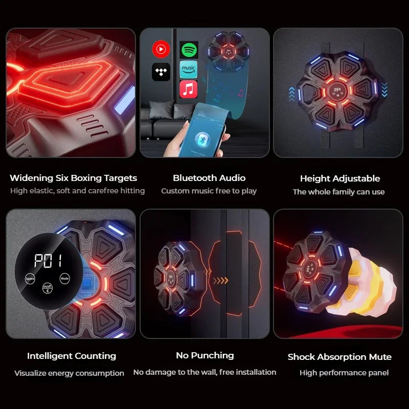 Music Boxing Machine Smart Bluetooth Wall Mounted Music Boxing Trainer Gym Home Electronic Boxing Target Punching Equipment