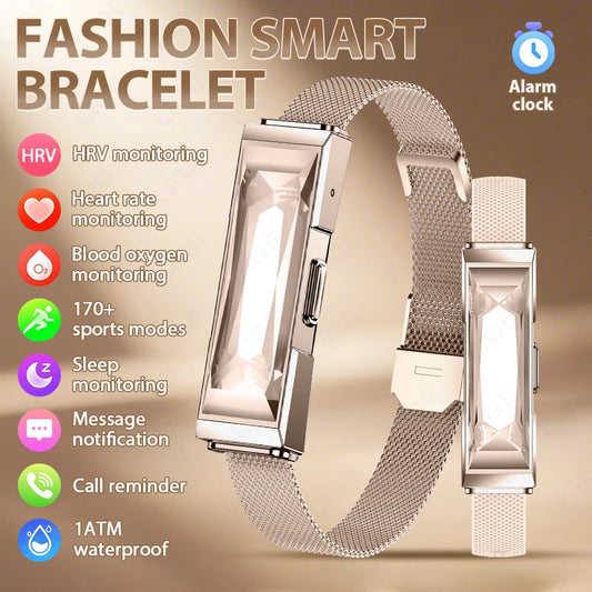 LIGE Luxury Crystal Smart Bracelet Men Women Waterproof Fitness Activity Tracker Heart Rate Sleep Monitor Pedometer Smart Watch
