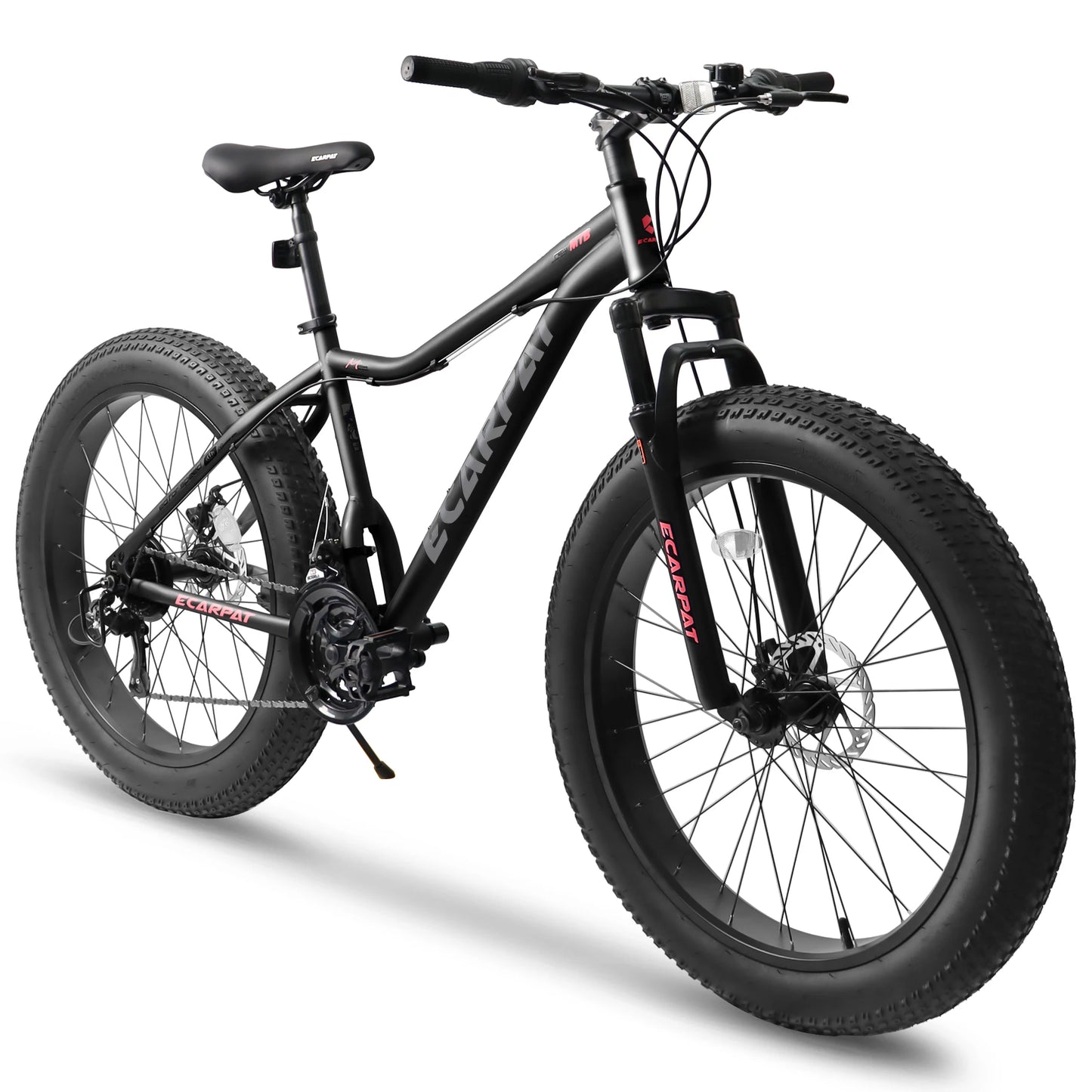 Ecarpat 26 Inch Mountain Bike with 4 Inch Wide Fat Tires and 21 Speed for Men and Women Steel Frame Disc Brake
