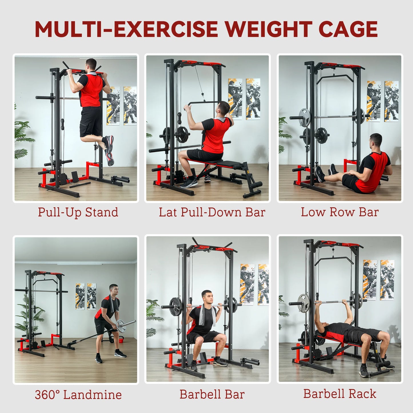 Soozier Smith Machine, Multi-Function Power Cage with Lat Pull down System