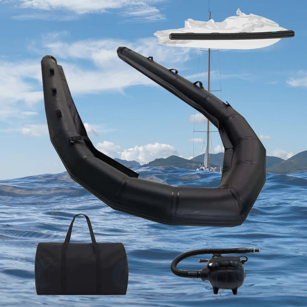 Inflatable Jet Ski Fender | Protective Bumper Kit for Jet Ski | 325 x 178 x 20 cm | Black Motorboat Rib Pontoon