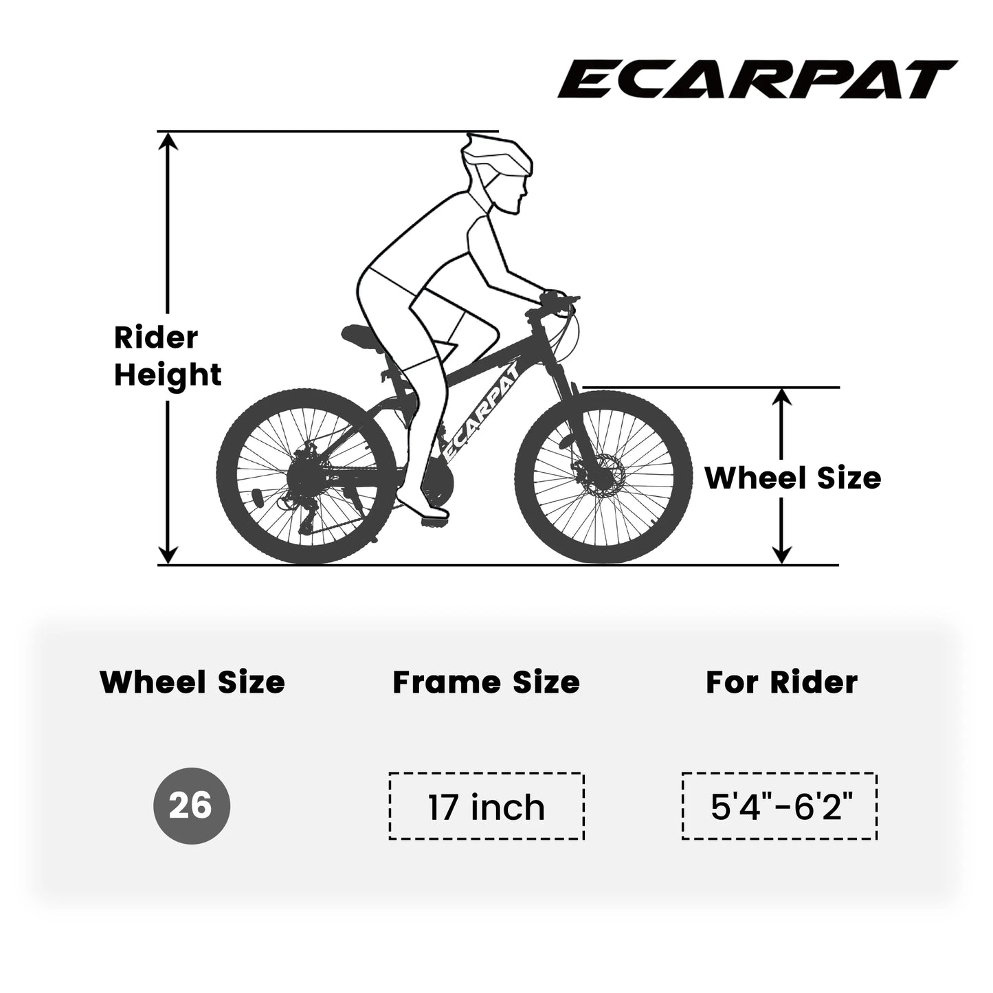 Ecarpat 26 Inch Mountain Bike with 4 Inch Wide Fat Tires and 21 Speed for Men and Women Steel Frame Disc Brake
