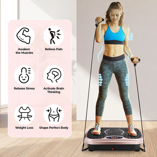 Vibration Plate Exercise Machine Whole Body Workout Fitness Platform with Loop Bands Home Training Equipment