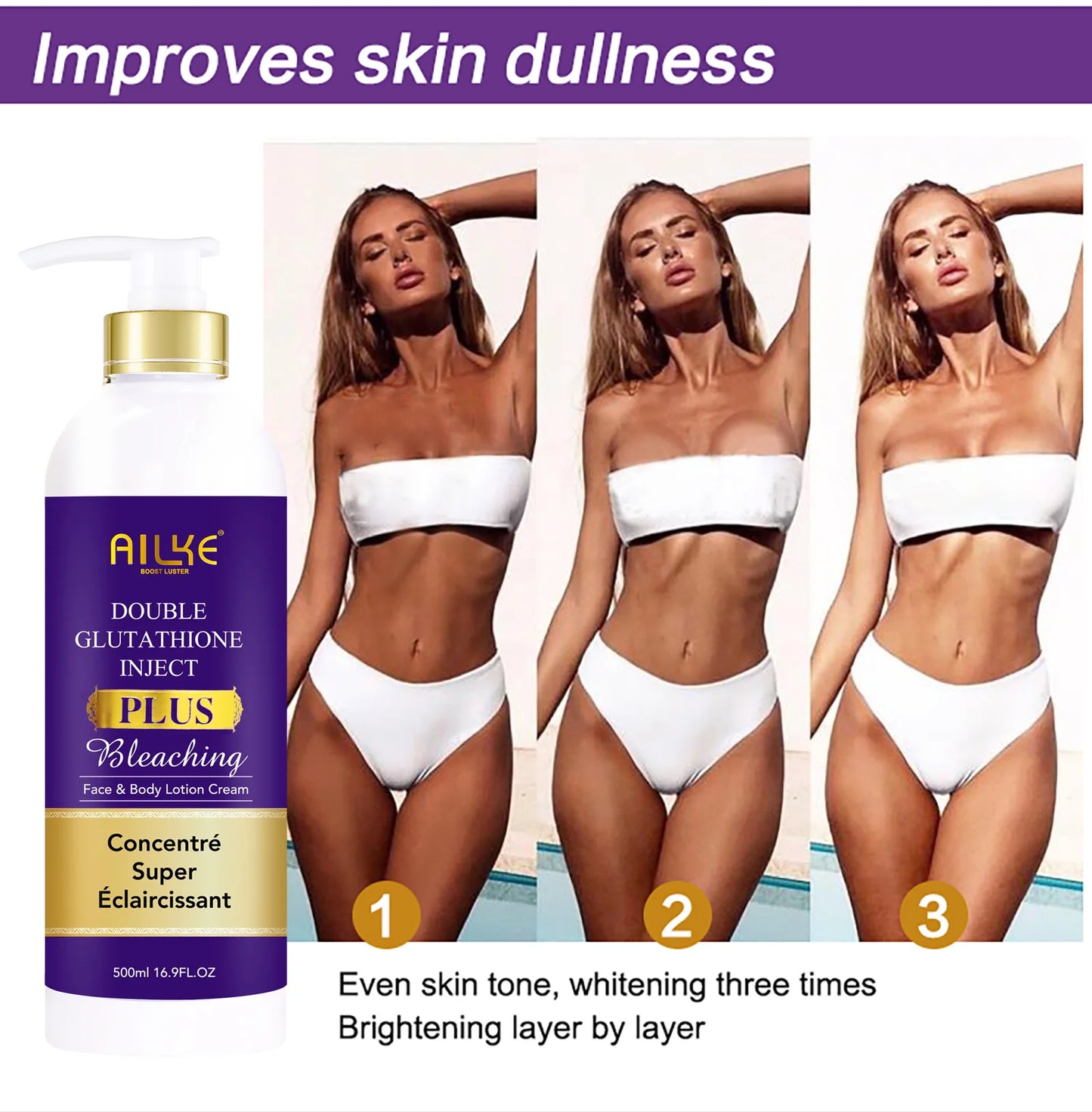 AILKE Body Cream For Whitening and Clearing Uneven Skin Tone, Moisturizes, Removes Dark Spots, Support Private label, OEM
