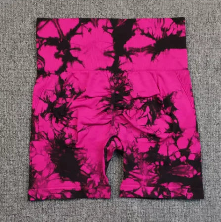 Tie-Dye Yoga Shorts for Women High Elastic Gym Shorts Push Up Sports Shorts Running Workout Fitness Women Short Sports Leggings