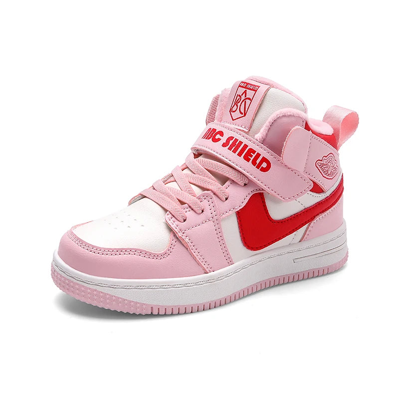 Children's Sports Shoes 2024 Autumn New Fashion and Fashionable Casual Shoes Soft Sole Anti Slip High Top Trend Board Shoes