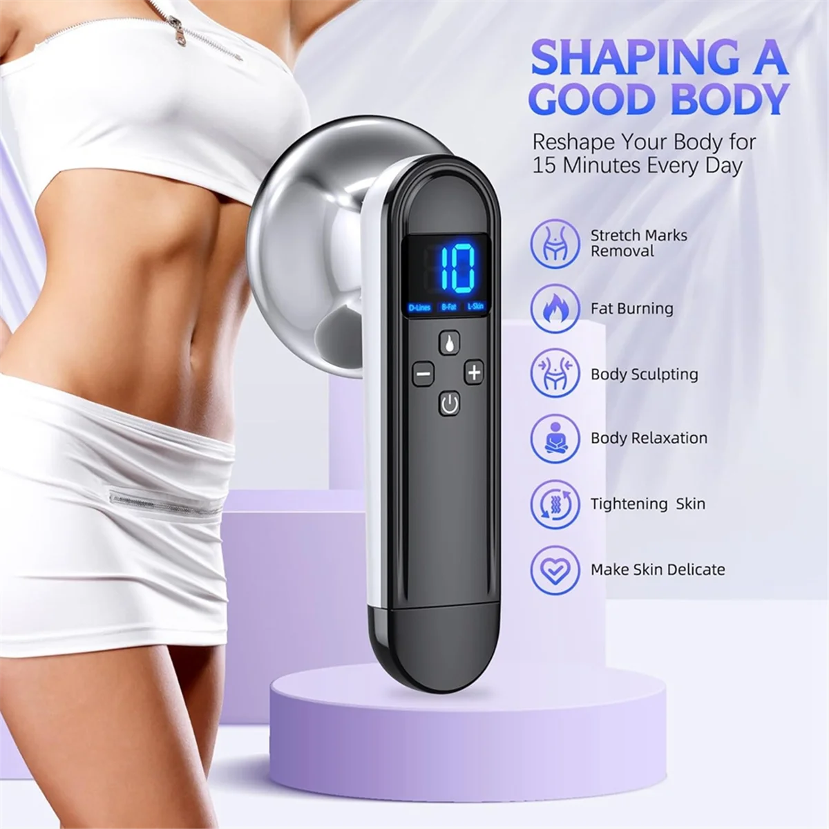 AAA87 Body Sculpting Machine - Professional Handheld Cordless Cellulite Massager - Suitable for Belly, Neck, Legs, Hip, Arms