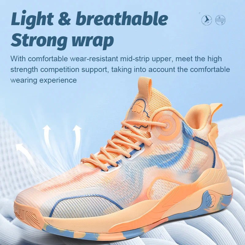 Men's Basketball Shoes Mid Basketball Sneakers Non-Slip Outdoor Cushioning Workout Shoes