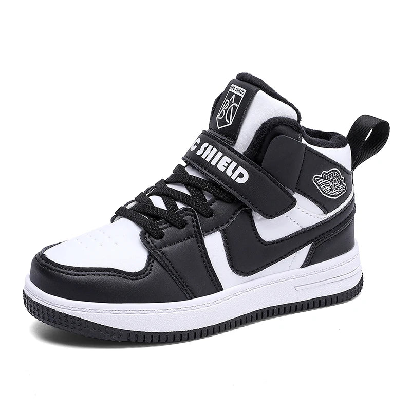 Children's Sports Shoes 2024 Autumn New Fashion and Fashionable Casual Shoes Soft Sole Anti Slip High Top Trend Board Shoes