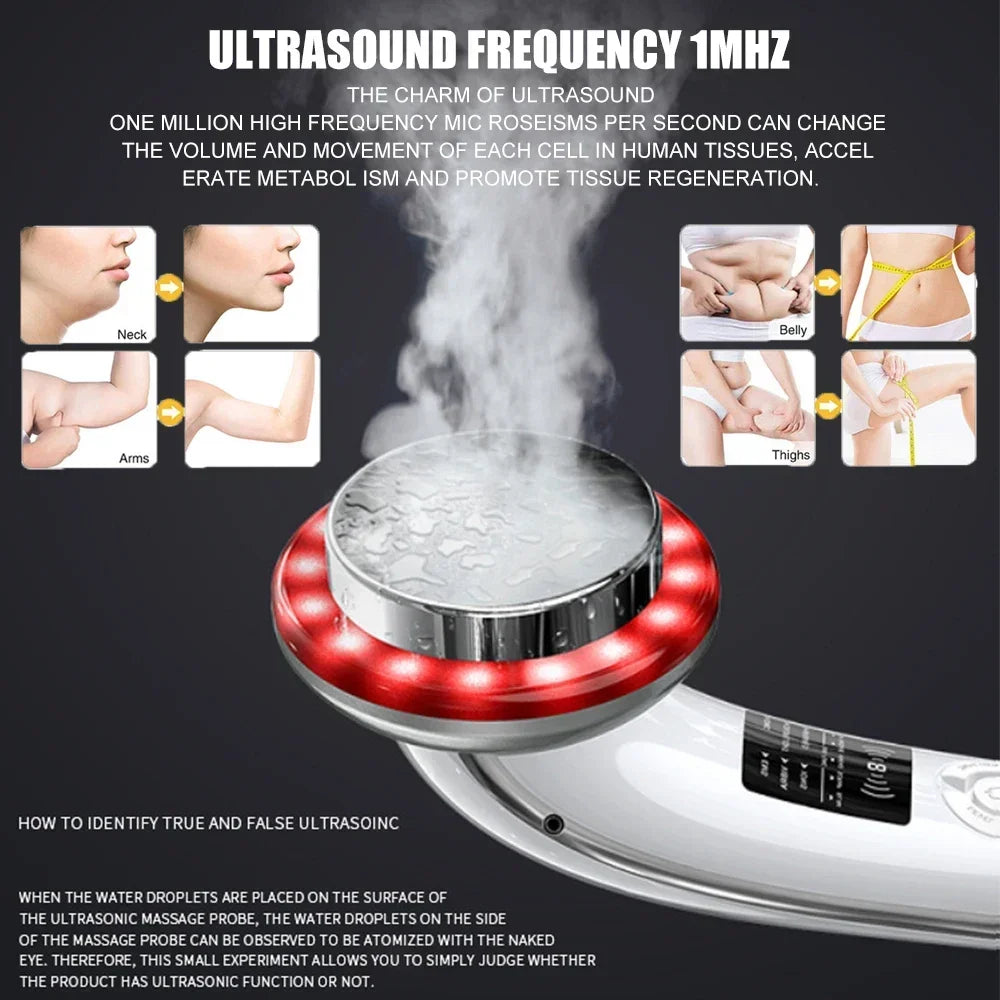6 in1 EMS Ultrasound Cavitation Galvanic Ultrasound Body Massager Face Lifting Machine Infrared Therapy Facial Skin Care Tools