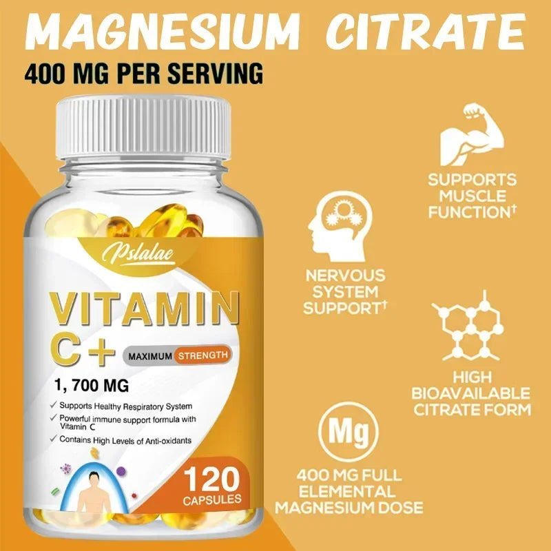Vitamin C Capsules 1700 Mg - Supports A Healthy Immune System and Antioxidant Protection, Boosts Collagen Production Vegan