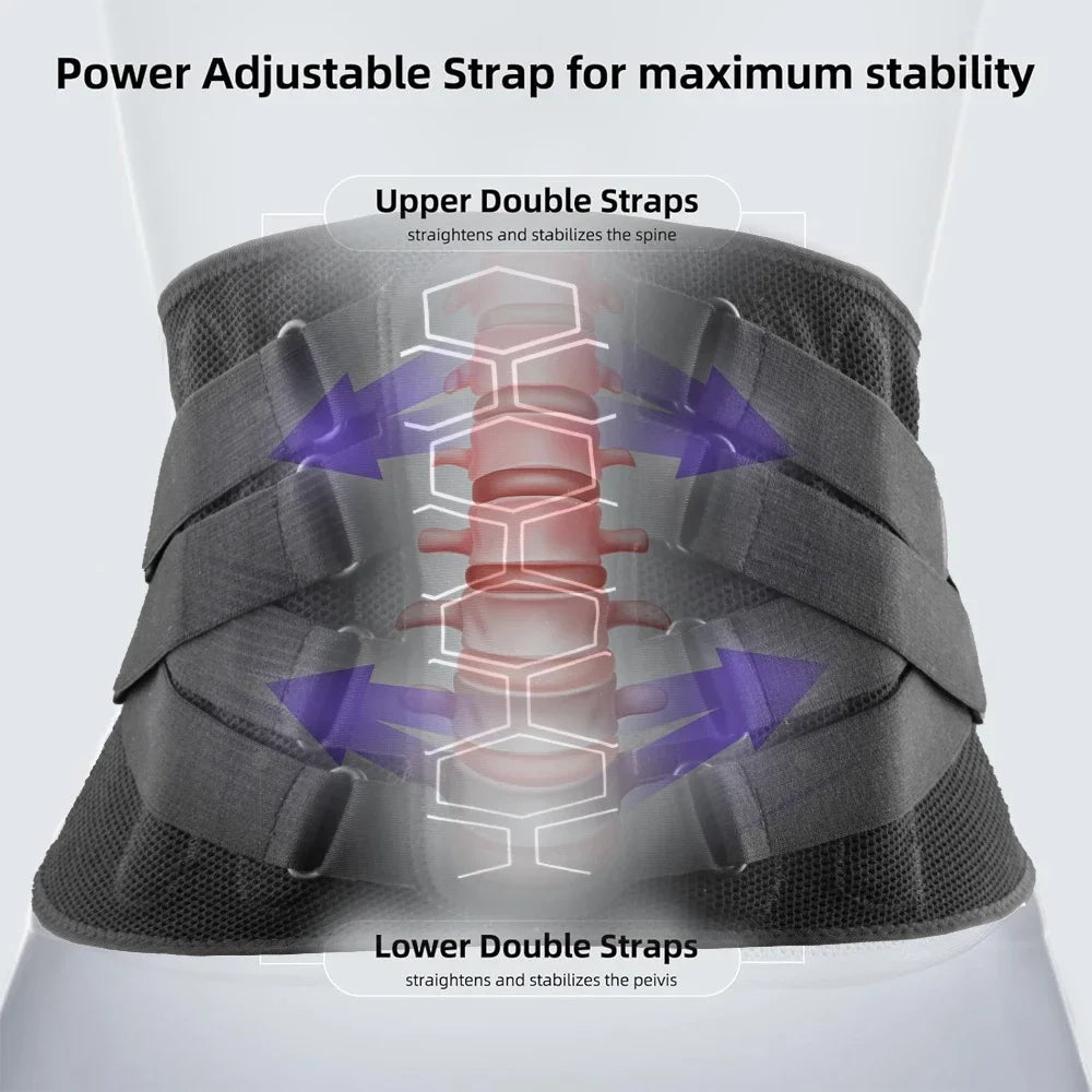 Back Braces for Lower Back Pain Relief with 6 Stays Breathable Back Support Belt Anti-skid lumbar with pad for sciatica