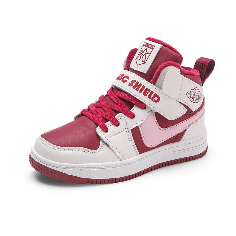 Children's Sports Shoes 2024 Autumn New Fashion and Fashionable Casual Shoes Soft Sole Anti Slip High Top Trend Board Shoes